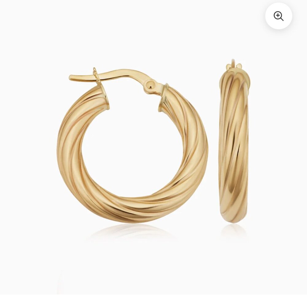 Oradina With a Twist 10k SOLID GOLD hoop earrings